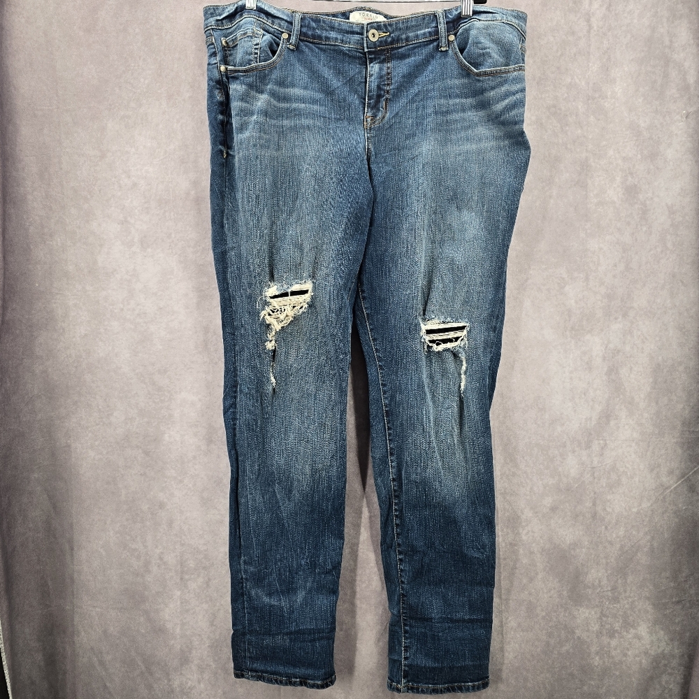 Torrid Denim Blue Distress Straight Tapered Denim Pants Jeans 24XT